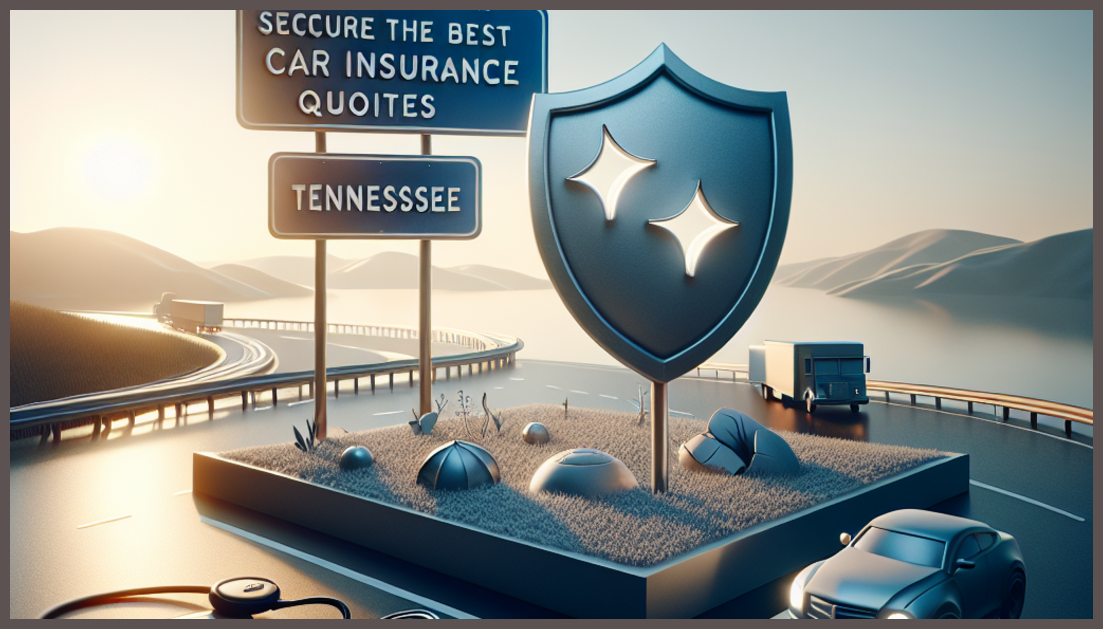 Car insurance symbols with Tennessee landscape.