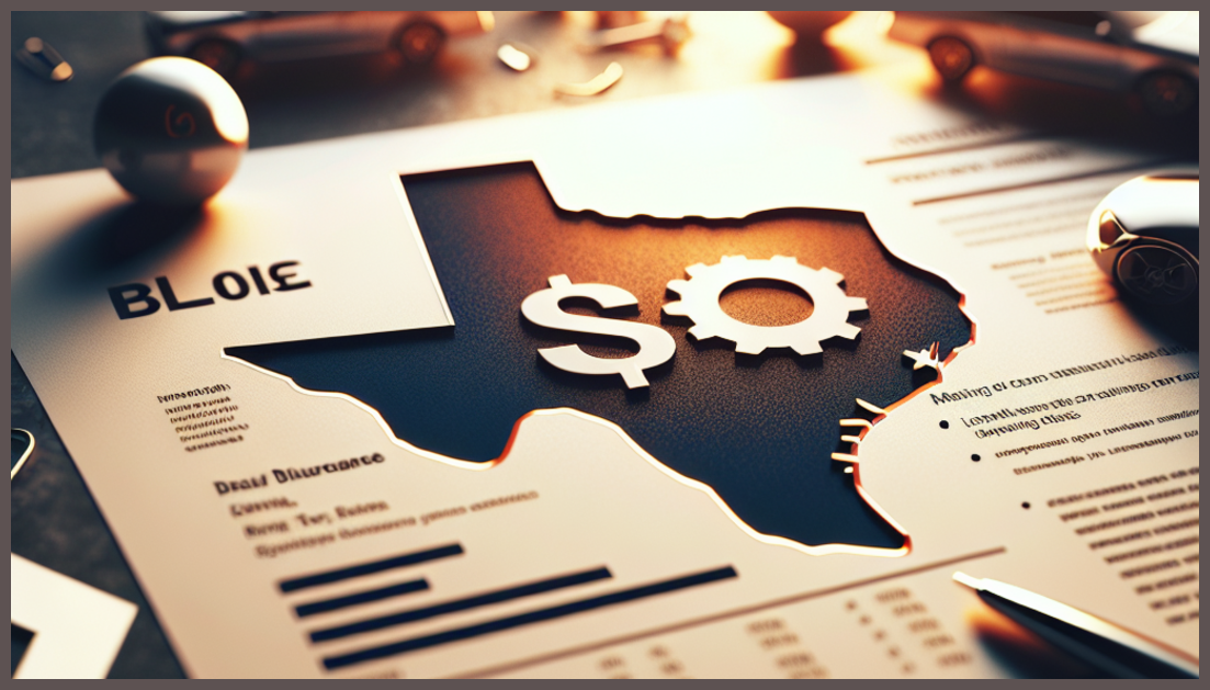 Car insurance concepts with Texas symbols and discounts theme.