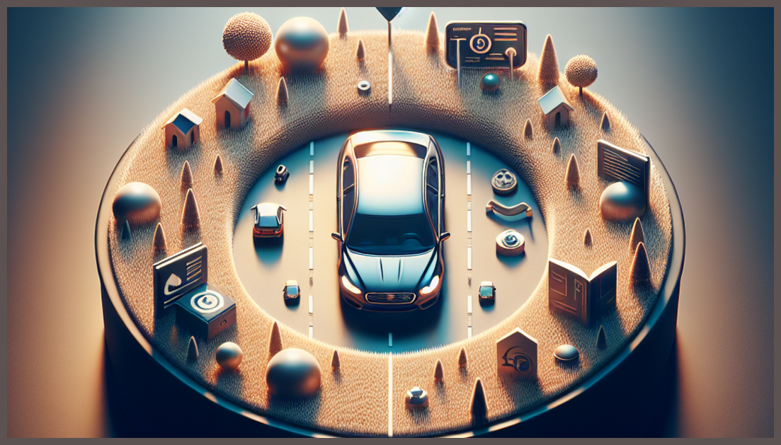 A car and a clipboard with insurance symbols, representing coverage.