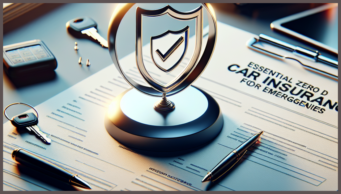 Car insurance paperwork and a shield symbol for protection.