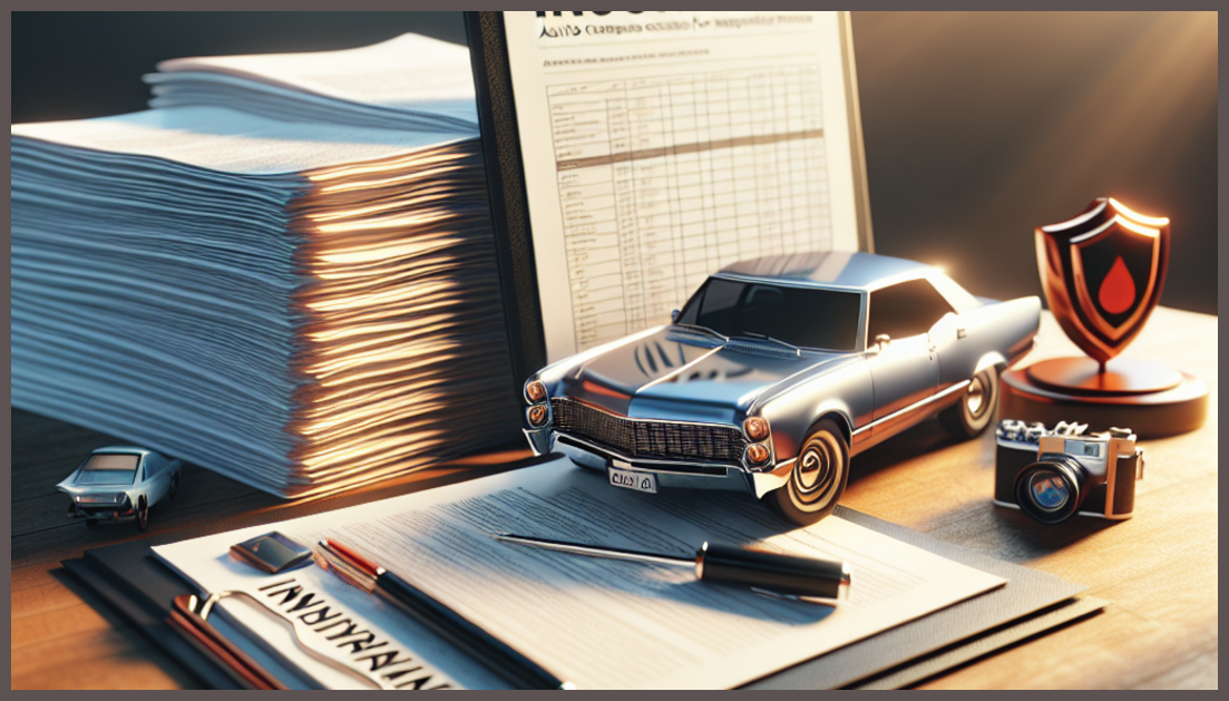 A minimalistic representation of auto insurance symbols and financial planning.