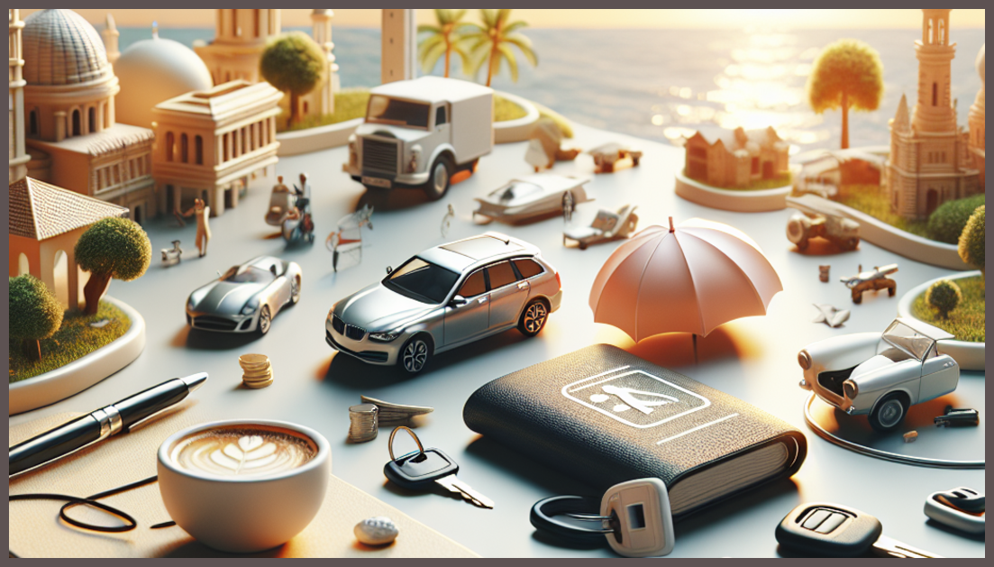 A detailed view of car insurance comparison icons and documents.