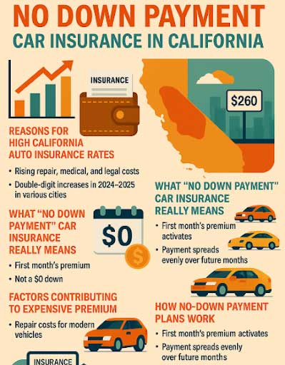 no down payment car ins california