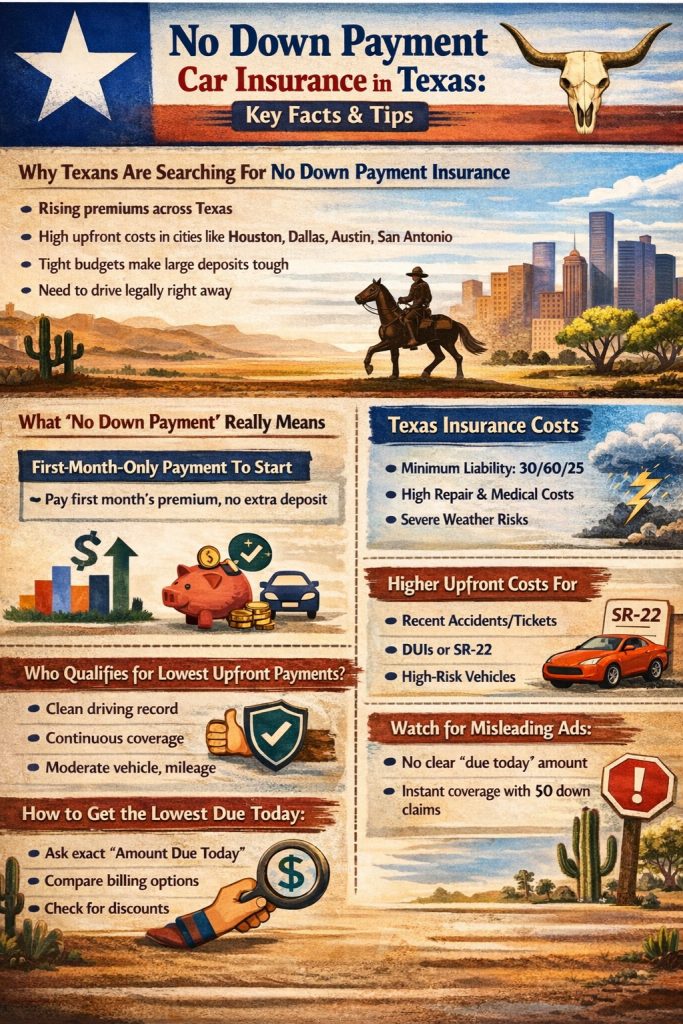 No down payment car insurance in Texas - Infographic