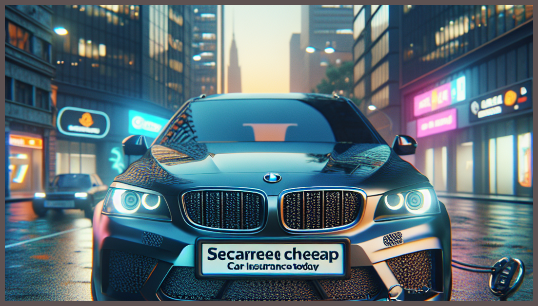 A car with an insurance symbol illustration in a safe setting.