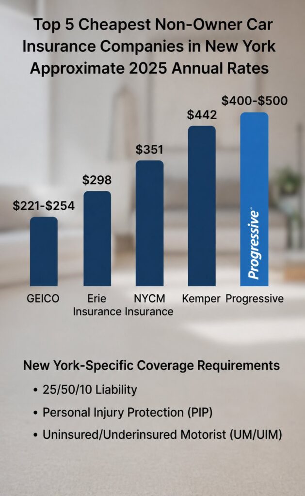 Top 5 cheapest non owner car insurance in New York
